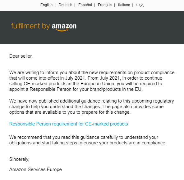 亚马逊关于欧代要求通知-贸邦国际